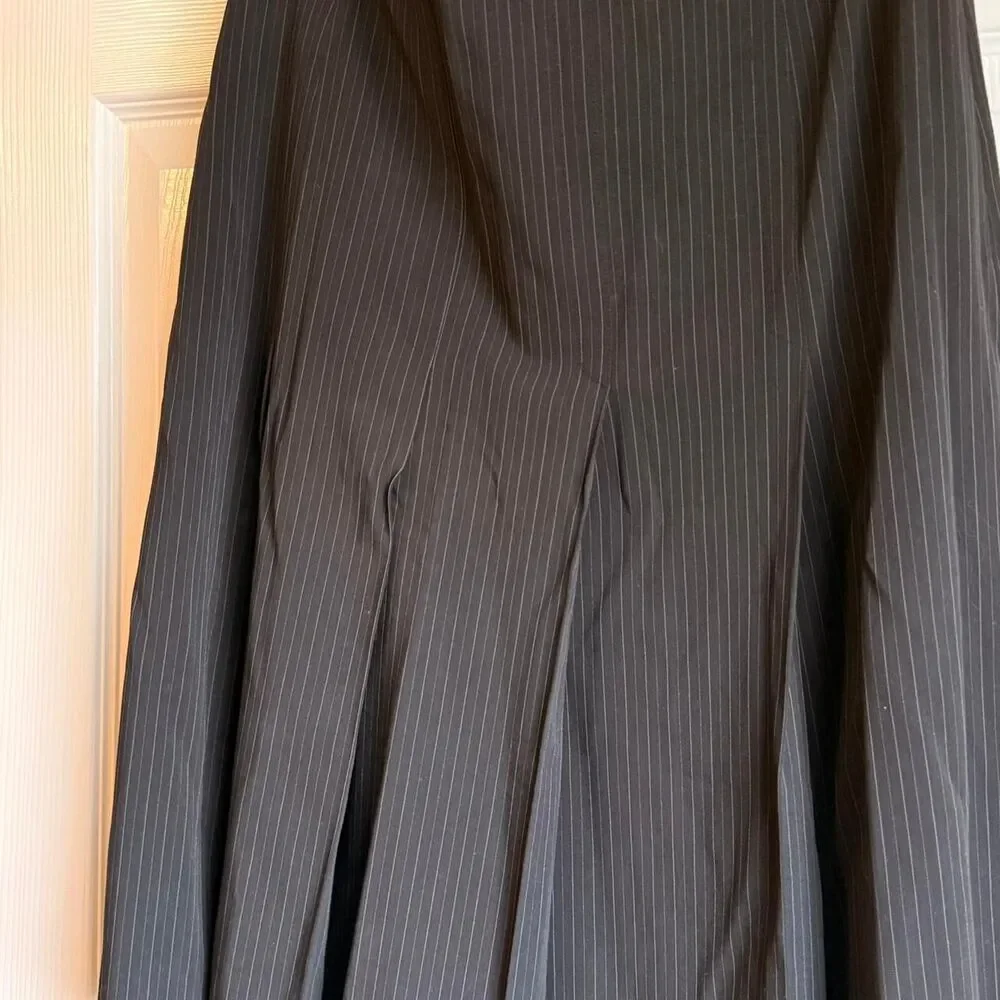 Y2K Minimalist Officesiren Pinstripe Pleated Midi Skirt  Size 8